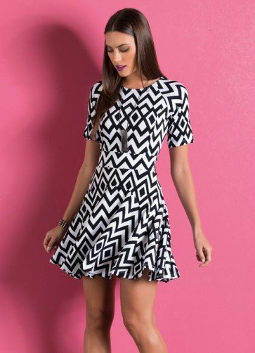 Vestido Acinturado Zig ZAG